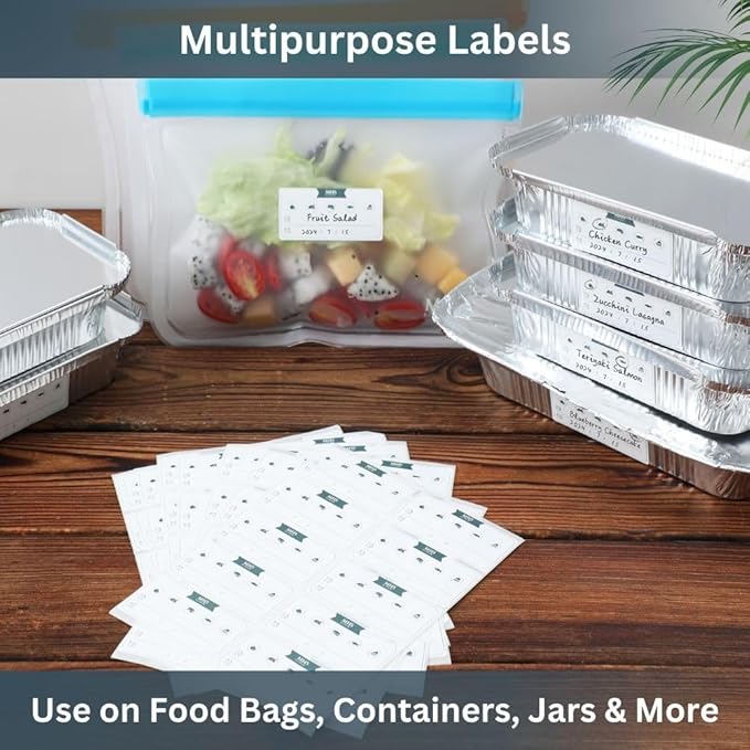 MHSEcoFriendly® Strong Freezer Labels 240 PCS - 120 Pre-Printed & 120 Blank Labels, Easy Peel-Off for Food Bags, Jars, Containers & Spice Pantry, 2 x 1 inch
