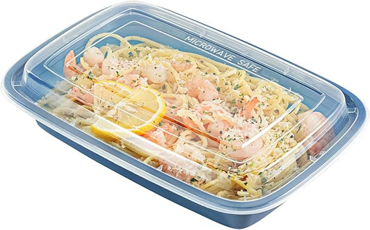 Restaurantware Asporto 28 Ounce Take Out Containers, 100 Food Containers With Lids - Microwavable, Disposable, Midnight Blue Plastic To Go Food Containers, No BPA, For Take Out And Delivery