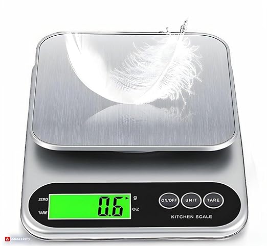 High Precision Digital Kitchen Scale 22lb/10kg - Stainless Steel, 0.1g Accuracy, Grams & Ounces, Multifunction LCD Display, Best for Food, Baking, Coffee, household small item weighing.
