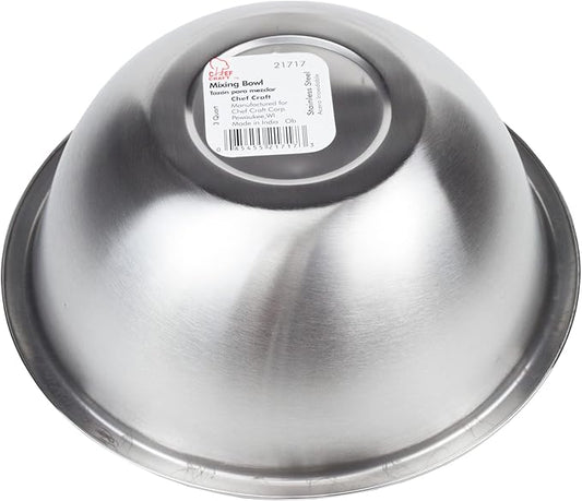 Chef Craft Brushed Mixing Bowl, 3-Quart, Stainless Steel