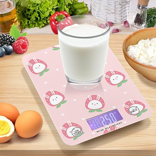 Food Scale Kitchen Scale Food Scales Digital Weight Grams and Ounces Small Electronic Food Scale for Baking Cooking Pink Bunny