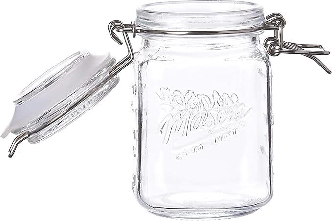 Mason Craft & More Glass Clamp Jars, 12OZ Mini 4 Pack, Clear