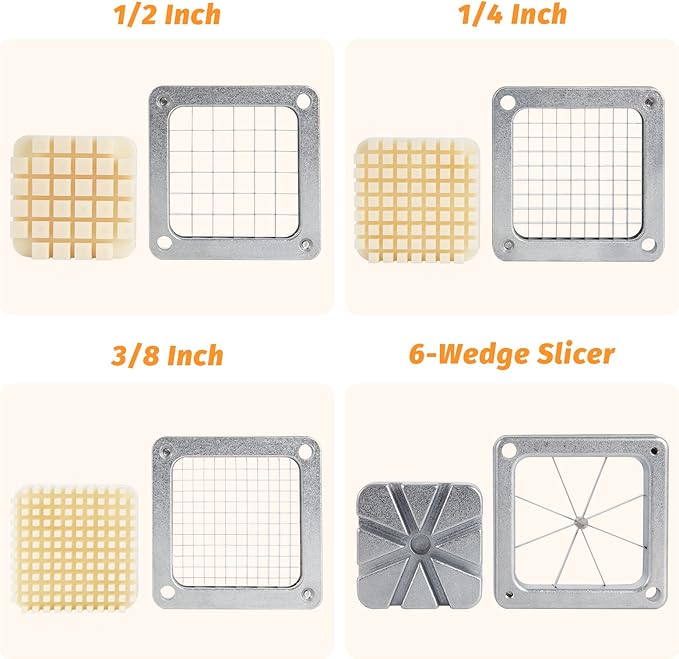 Commercial Vegetable Chopper w/4 Replacement Blades Stainless Steel French Fry Cutter Onion Potato Dicer & Slicer Chopper Vegetable Fruit Cutter for Restaurants & Home Kitchen