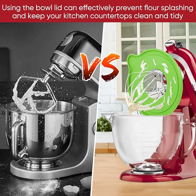 Glass Bowl Compatible With KITCHENAID 4.5/5 QT Tilt-Head Stand Mixer,with Lid Measurement Markings,Allows Placing it in the Microwave and Refrigeratr