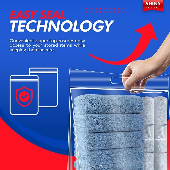 10 Gallon Jumbo Storage Bag with Handle Huge Size 24"x24" Resealable Zipper Top Super Clear Big Strong Thick Plastic Extra Large XL 4 Mil Heavy Duty for Linens, Baby Items, Swimming, Vacation, Sports