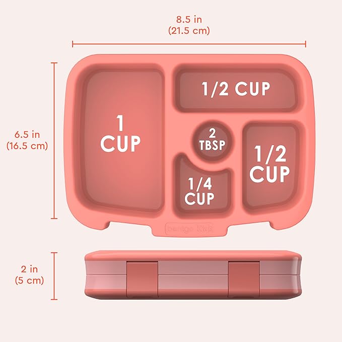 Bentgo Kids Bento-Style 5-Compartment Leak-Proof Lunch Box - Ideal Portion Sizes for Ages 3 to 7 - Durable, Drop-Proof, Dishwasher Safe, BPA-Free, & Made with Food-Safe Materials (Coral)