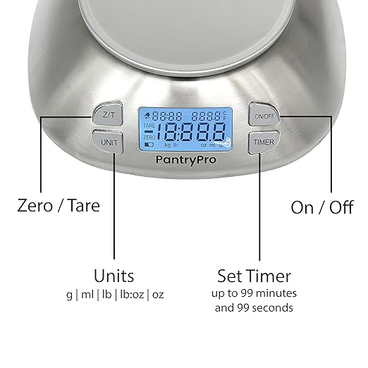 Digital Kitchen Scale with Bowl - Gold Stainless Steel 12lbs Capacity - LCD Display Grams and Ounces Battery Included