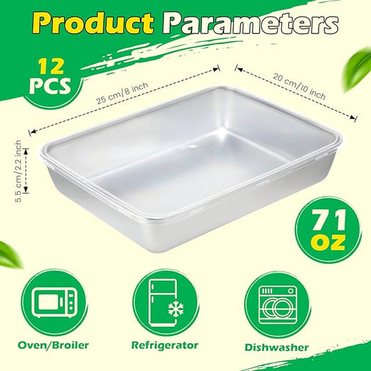 12 Pcs Stainless Steel Food Storage Containers with Lids, 71 Oz Metal Lunch Bento Box Reusable Stackable Meal Prep Container for Kitchen Picnic Travel, Freezer& Dishwasher Safe