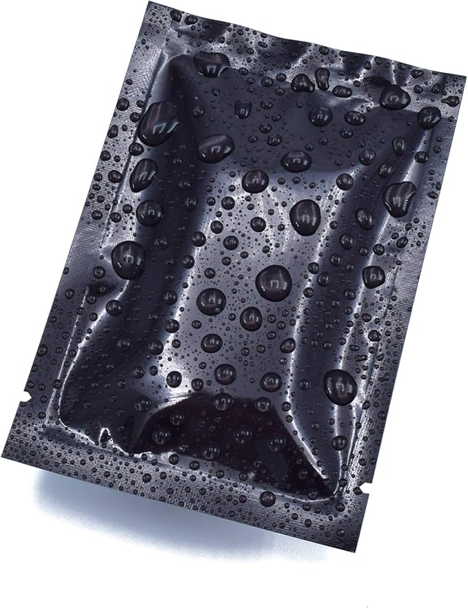QQ Studio 100 PCS Metallic Mylar Foil Open Top Sealable Bags (9x13cm(3.5x5.1"), 100x Black)