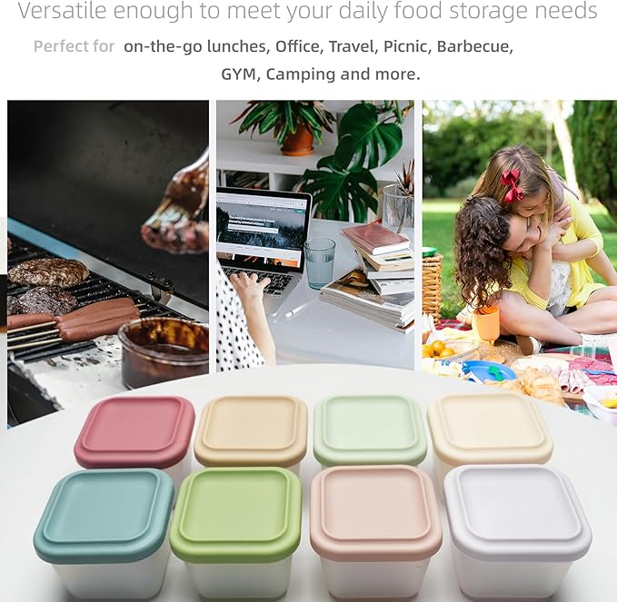 4 Pack Small Silicone Snack Containers with Lids 5 oz Reusable Food Storage Containers Bento Lunch Snack Pots for Adults & Kids Meal Prep Containers BPA Free
