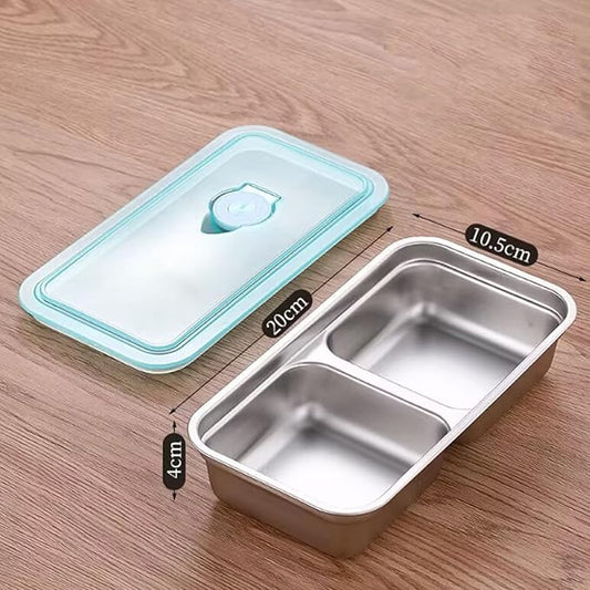 Grab and Go Prep Containers Resuable Snack Containers,Stainless Steel Double Compartment Condimentl Container, Snacks Dips Takeout Travel and Outdoor Camping