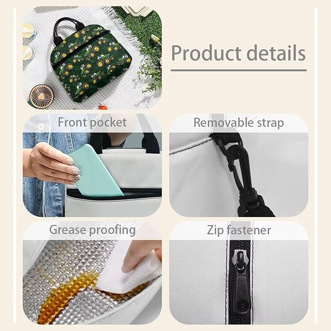 Showudesigns Truck Insulated Lunch Bags for Boys 8-12 Kids Lunch Box Lightweight Food Cooler Tote Bag Primary School Shopping Bag with Shoulder Strap Thermal Organizer Green