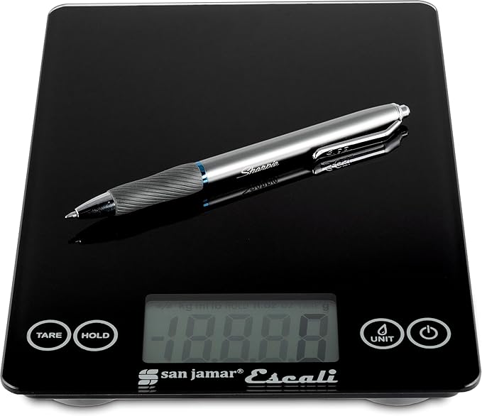 San Jamar Escali Glass Digital Food Scale, Black