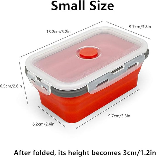 ECOmorning 3 Piece Silicone Food Storage Containers Collapsible Silicone Bowl with Airtight Silicone Lids, Collapsible Lunch Box - Microwave, & Freezer Safe, 350ML