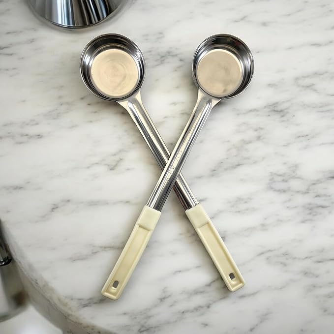 3 Ounce Solid Stainless Steel Portion Control Ladle Spoon for Measuring and Serving; Commercial Grade Serving Scoops [Pack of 2]