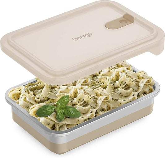 Bentgo MicroSteel Heat & Eat Container - Microwave-Safe, Sustainable & Reusable Stainless Steel Food Storage Container with Airtight Lid for Eco-Friendly Meal Prepping (Dinner Size - 5.5 Cups)