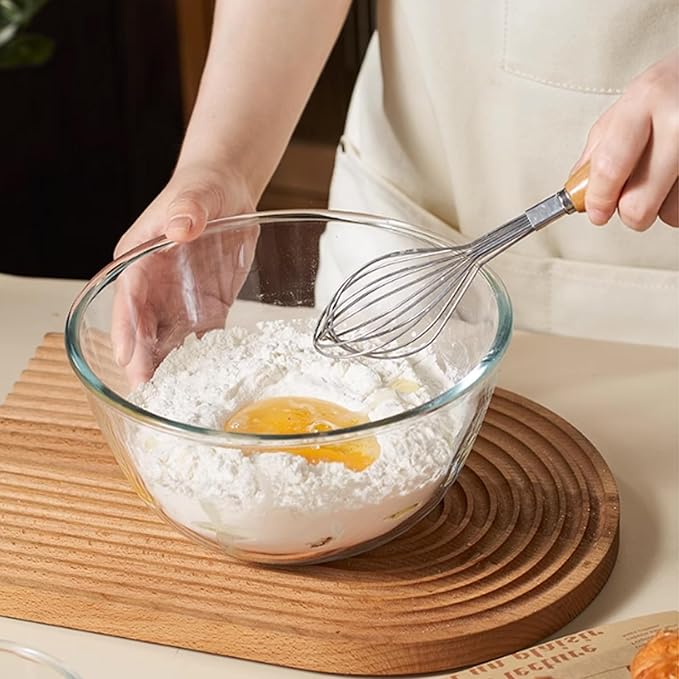 2 Pack 8.2 in Deep Mixing Bowls Glass Salad Bowl Round Glass Serving Bowls for Cooking Baking Prepping Dishwasher & Microwave & Oven Safe, 71oz