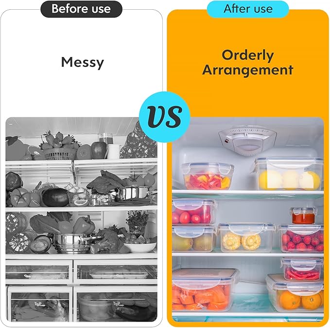 52 PCS Food Storage Containers Set with Airtight Lids (26 Lids &26 Containers) - BPA-Free Plastic Food Container for Kitchen Storage Organization, Salad Fruit Lunch Containers with Labels & Marker