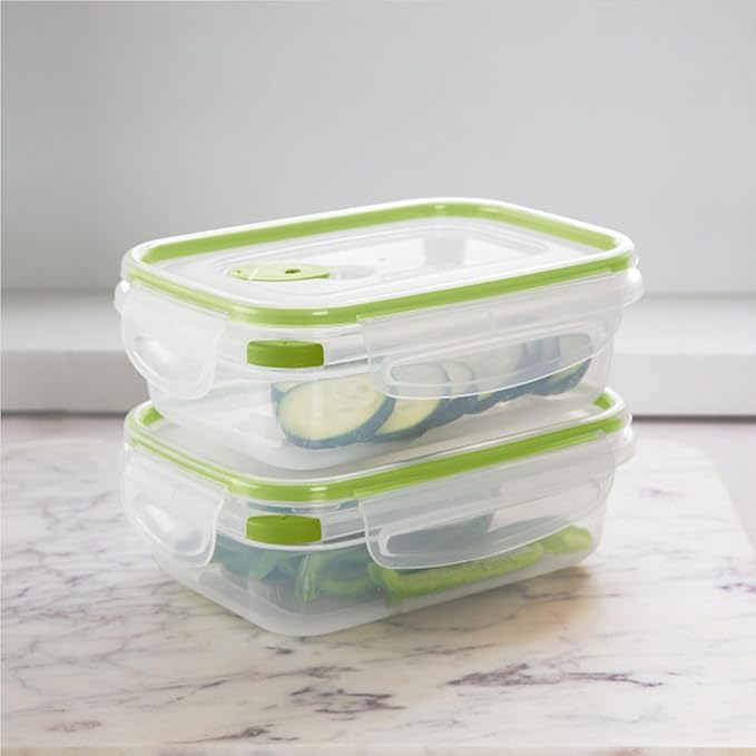 STERILITE 0311 Ultra Seal 3.1 Cup Rectangle Food Storage Container, Clear Green, See Through Lid & Base With New Leaf Accents