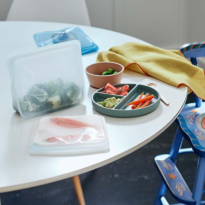 Stasher Premium Silicone Reusable Food Storage Bags, 4-Pack, Multi, Multi-Use Food Storage Bags, Lunch Bag, Travel Containers, BPA Free, Leak-free, Dishwasher-Safe, Eco-friendly