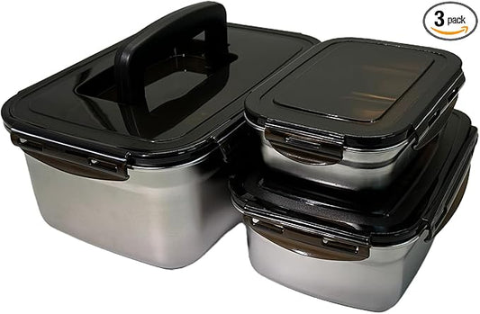 Stainless steel food storage containers leak proof & airtight lids for Kitchen,stainless steel bowl,meal prep lunch box,freezer and microwave safe (17/44/128 oz)