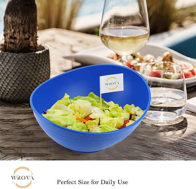 Large Wheat Straw Bowls,Big Salad Bowls set of 2,Unbreakable Serving Bowls Microwave & Dishwasher Safe, Alternative for Plastic Bowl Sets for Kitchen.Blue