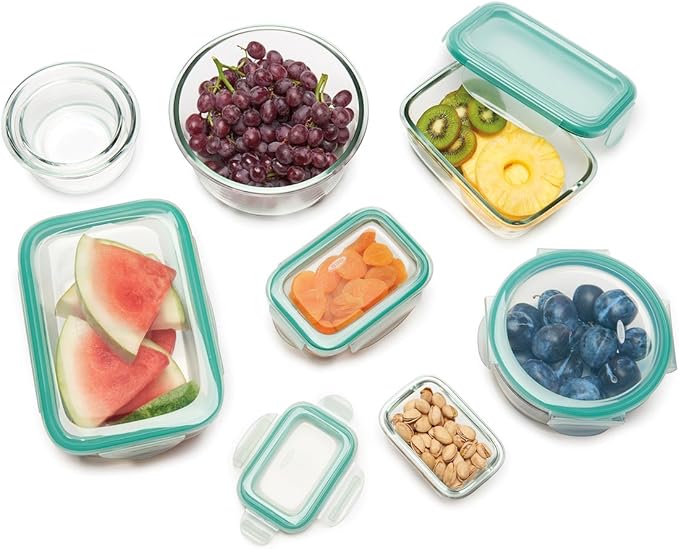 OXO Good Grips 4 Cup Smart Seal Leakproof Glass Round Airtight Food Storage Container (Pack of 2)