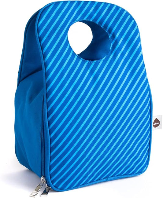 Designer Insulated Lunch Bag, Blue Reusable Cooler Tote for Food & Drinks, Perfect for Women, Men and Kids, Stylish for boy and girls of all ages (Blue Stripe)