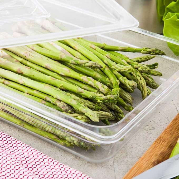 Restaurantware-2.5 Inch Deep Food Pans, 1 1/2 Size Commercial Food Storage Container - Freezable, Break-Resistant, Clear Plastic Cold Pans, Dishwashable, For Kitchens, Restaurants, Or Cafeterias