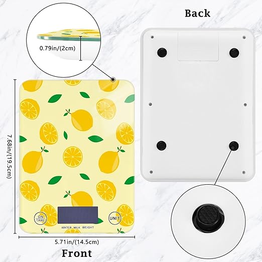 Food Scale Kitchen Scale for Baking Cooking Digital Food Weighing Measuring Scale Small Waterproof Electric Food Scale Yellow Lemon