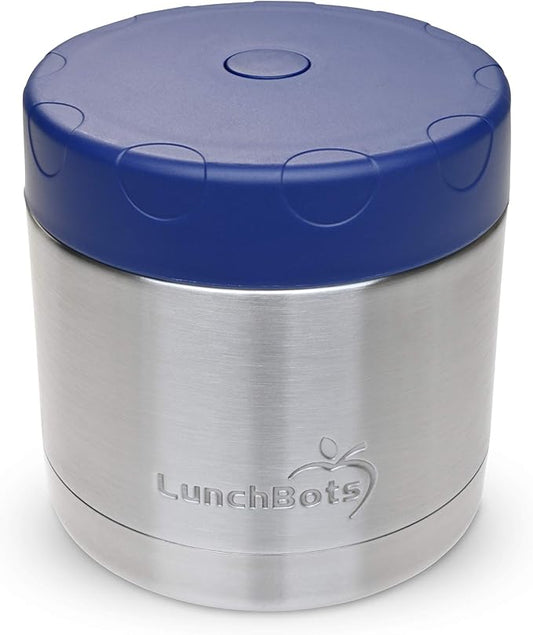 LunchBots 16oz Thermos Stainless Steel Wide Mouth - Insulated Thermos With Vented Lid - Keeps Food Hot or Cold for Hours - Leak-Proof Portable Thermal Food Jar is Ideal for Soup - 16 ounce - Navy