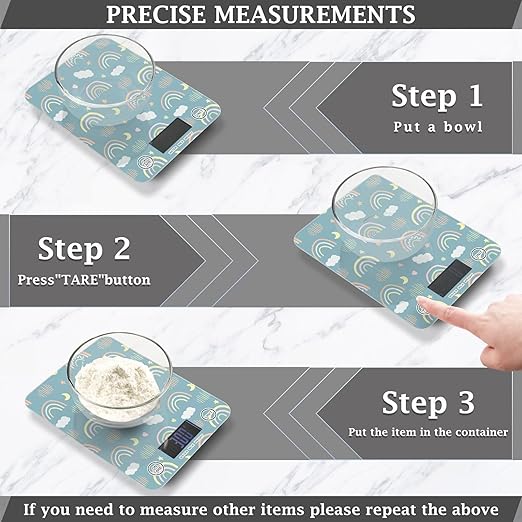 Food Scale Kitchen Scale for Baking Cooking Digital Food Weighing Measuring Scale Small Waterproof Electric Food Scale Cute Rainbow Green