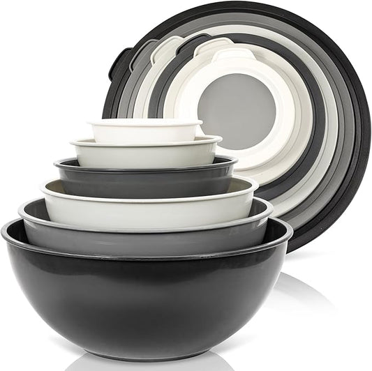 WHYSKO Mixing Bowl Set, 12 Piece Colorful Plastic Mixing Bowls with Lids Set for Food Prep Storage and Serving, Dishwasher Safe Microwave Safe for Kitchen Baking Cooking