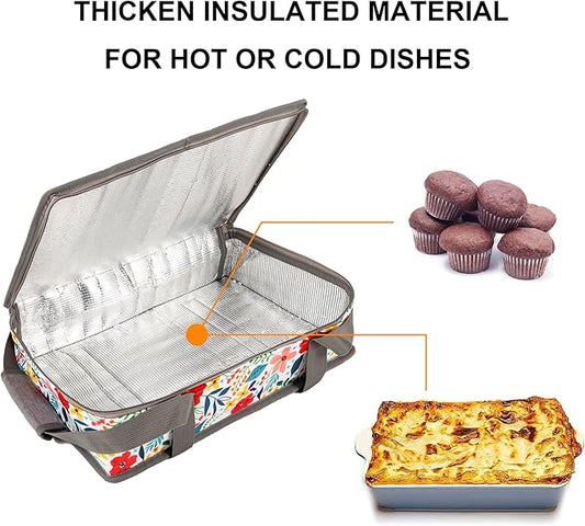 QEES Insulated Casserole Carriers for Hot or Cold Food,Casserole Dish Bag Carrying Case,Food Carrier Warmer Container Bag For Travel Picnic.Pioneer Woman Kitchen Stuff.Fits 9"x13" Baking Dish