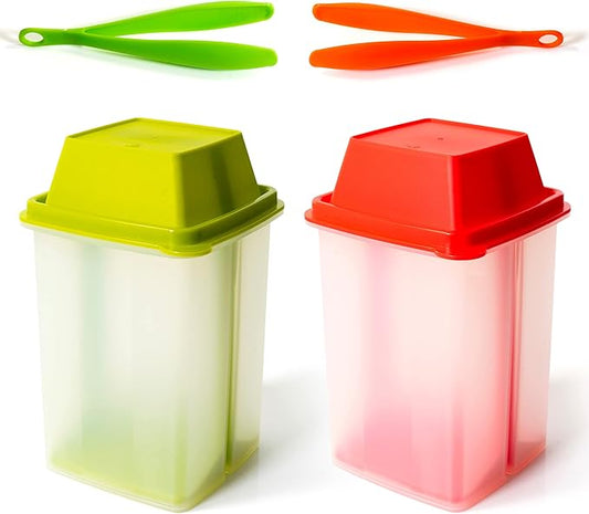 Pickle Jar with Strainer Insert - Set of 2 - Plastic Leak Proof Food Saver Container - For Fresh Fruit or Pickled Vegetables - Complete with Tongs
