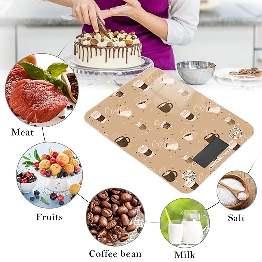 Food Scale Kitchen Scale for Baking Cooking Digital Food Weighing Measuring Scale Small Waterproof Electric Food Scale Coffee Cup Brown