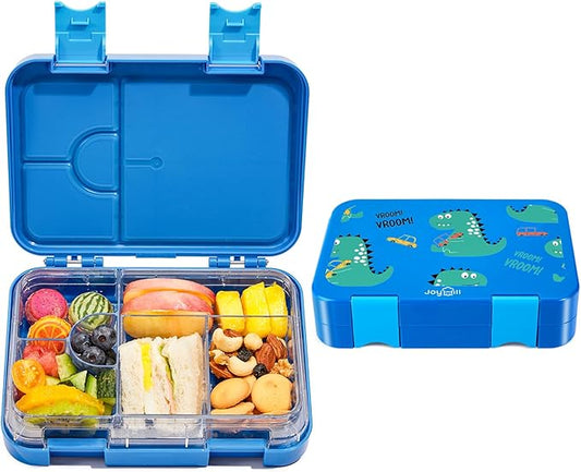 JOYHILL Lunch Box for Kids, Leak Proof Lunch Bento Box with 4-6 Compartment, Lunch Containers BPA-Free Bento Box for Adult Toddler Daycare School Office (M-Blue Dinosaur)