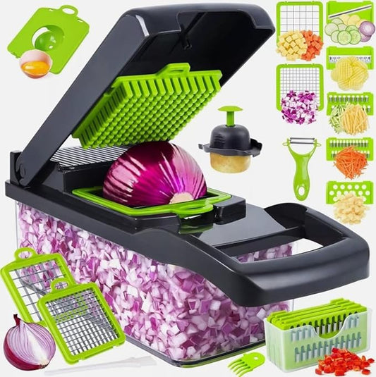 18 in 1 Ultimate Vegetable Chopper – Multi-Function Vegetable Slicer for Slice, Dice, Chop, Grate and Spiralize - Hand Kitchen Slicer for Food and Salad - Time-Saving Kitchen Essential