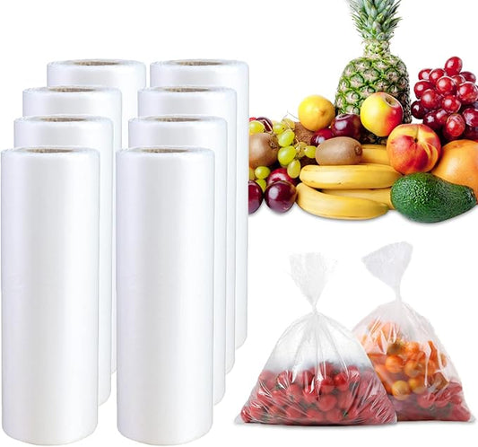 12 X 20 Inches Plastic Produce Bag on a Roll, Clear Bags for Fruits, Vegetable,350 Bags/Roll