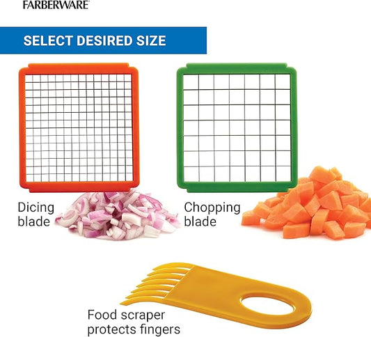 Farberware Professional Vegetable Chopper, 2 Blades For Slicing and Dicing Onions, Tomatoes, Potatoes And More, Meal Prep Made Easy