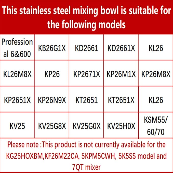 6QT Stainless Steel Mixing Bowl for KitchenAid Stand Mixers, Stainless Steel Bowl with Lid to Prevent Food Splatters, Compatible with KitchenAid 6QT Stand Mixers with Handle, Dishwasher safe