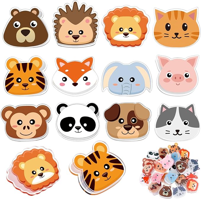 Crtiin 24 Pcs Cute Bag Clips Funny Animals Shaped Fruit Kitchen and Food Bag Clips Binder Paper Plastic for Airtight Seal Food Storage