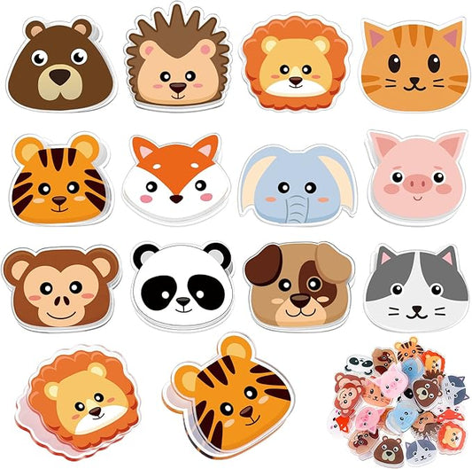 Crtiin 24 Pcs Cute Bag Clips Funny Animals Shaped Fruit Kitchen and Food Bag Clips Binder Paper Plastic for Airtight Seal Food Storage