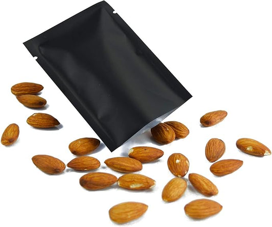 QQ Studio 100 PCS Metallic Mylar Foil Open Top Sealable Bags (9x13cm(3.5x5.1"), 100x Matte Black)