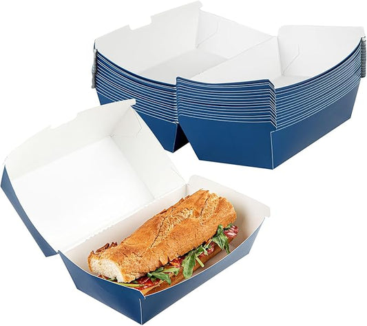 Restaurantware Bio Tek 6.7 x 3.5 x 3.5 Inch Clamshell Food Containers 100 Disposable Sandwich Containers - Hinged Lid Tab-Lock Closure Frenchie Paper Hot Dog Containers Greaseproof