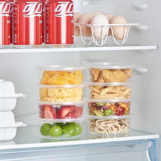 [50 Set - 8 oz. Plastic Deli Food Storage Containers With Lids Disposable Clear Small Togo Containers (Formerly FULING)
