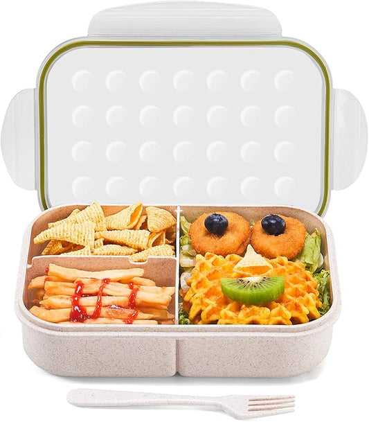 MISS BIG Bento Box for Kids,Ideal Leak Proof,Mom’s Choice Kids Lunch Box, No BPAs and No Chemical Dyes,Microwave and Dishwasher Safe Lunch Containers(White)