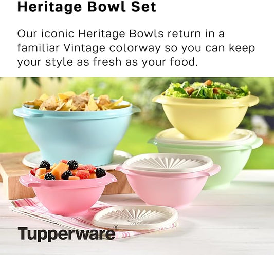 Tupperware Heritage Collection 17.25 Cup Bowl with Starburst Lid, Light Blue Vintage Color, Dishwasher Safe and BPA Free (4.1 L)