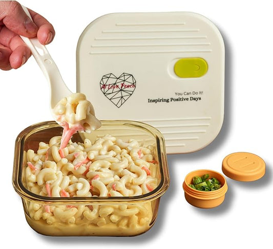 AI LOVE PEACE Glass Lunch Containers for Women Adults, Microwave Safe Glass Lunch Box,Leak Proof BPA-Free, Durable, Built-in Vent - Ideal for Meal Prep & On-the-Go Lunches (White)
