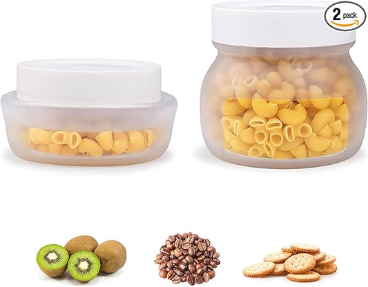 DeliOne Jars with Lids, Cookie Jar Set of 2, Leakproof, Airtight and Antioxidant, Suitable for Kitchen, Outdoor, Microwave, Freezer and Dishwasher Safe （Transparent 13OZ）